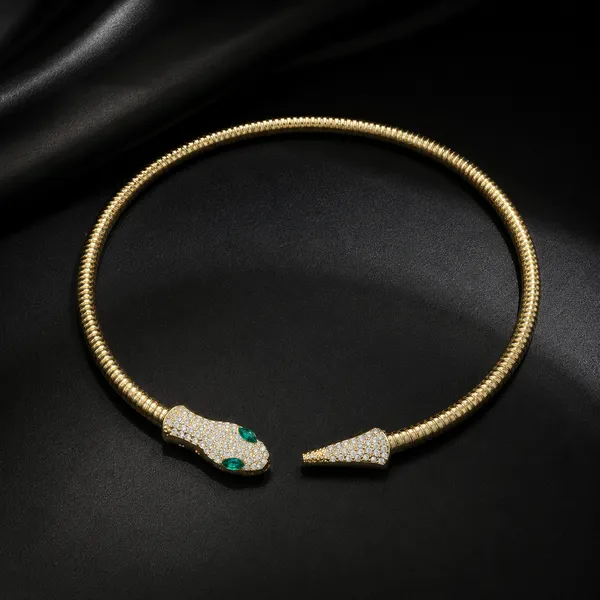 Gold_Stainless_Steel_Emerald_Crystal_Serpentine_Collar_Necklace_For_Women