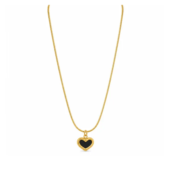 Gold_Stainless_Steel_Black_Heart_Pendant_Necklace_For_Women
