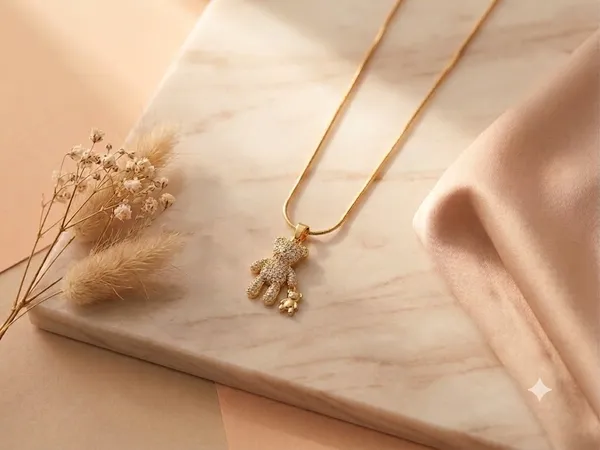 Gold_Stainless_Steel_Teddy_Crystal_Charm_Pendant_Necklace_For_Women