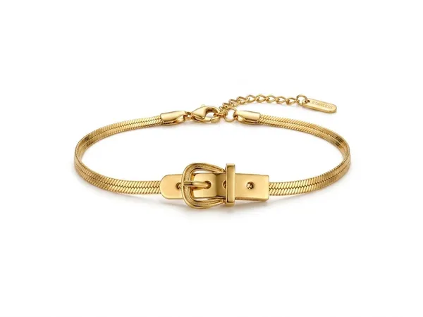 Gold_Stainless_Steel_Snake_Chain_Buckle_Bracelet_For_Women