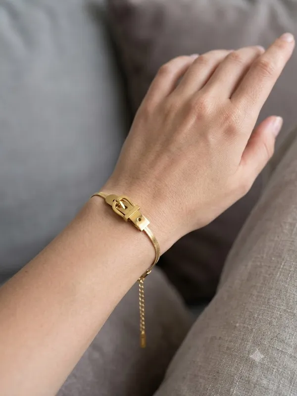 Gold_Stainless_Steel_Snake_Chain_Buckle_Bracelet_For_Women