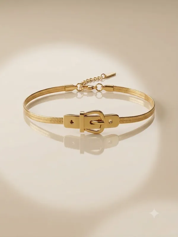 Gold_Stainless_Steel_Snake_Chain_Buckle_Bracelet_For_Women