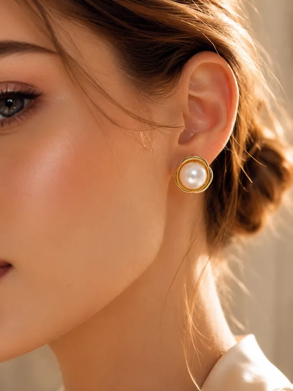 Gold_Stainless_Steel_Pearl_Blossom_Stud_Earrings_For_Women