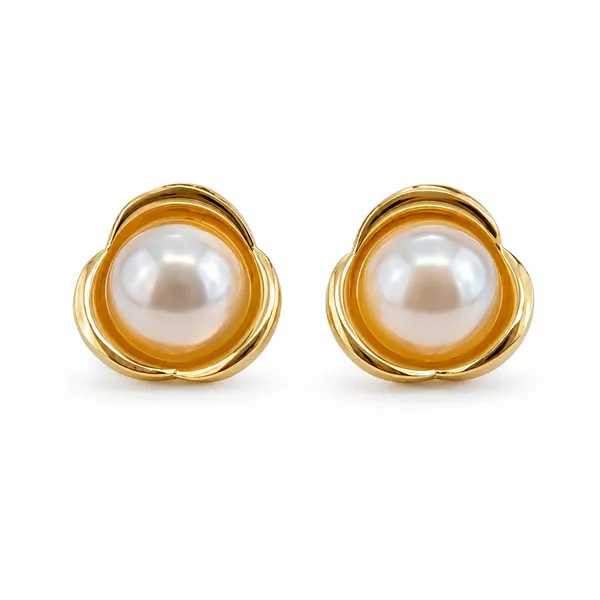 Gold_Stainless_Steel_Pearl_Blossom_Stud_Earrings_For_Women