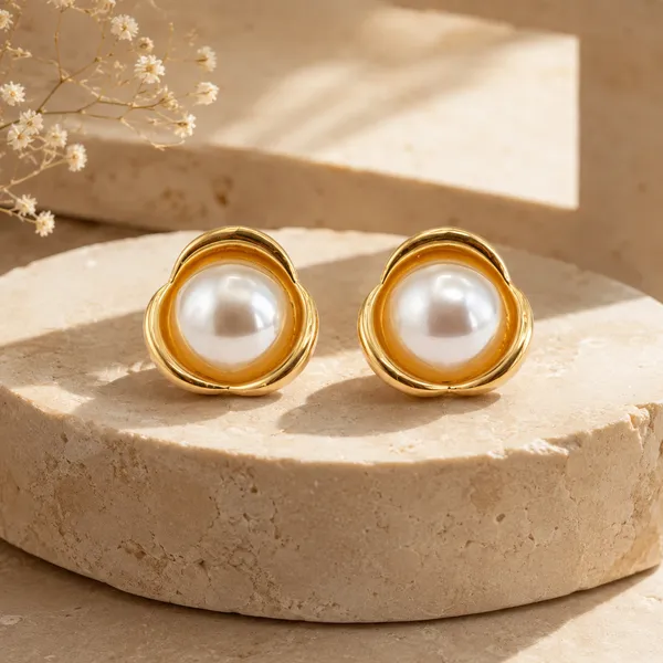 Gold_Stainless_Steel_Pearl_Blossom_Stud_Earrings_For_Women