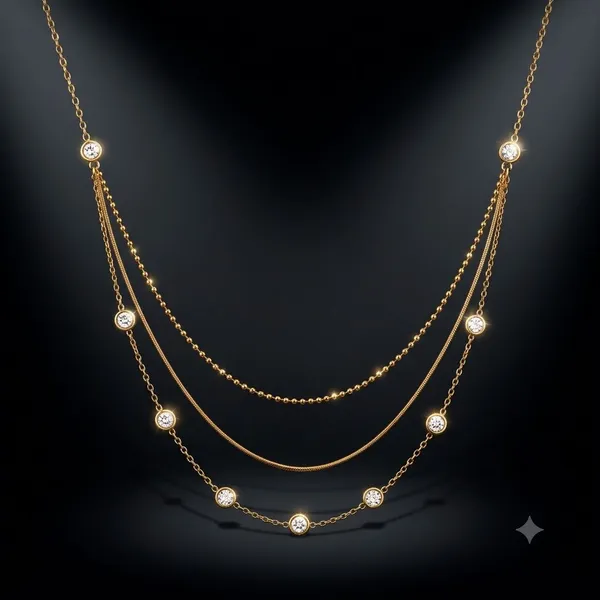 Gold_Stainless_Steel_Layered_Crystal_Charm_Necklace_For_Women