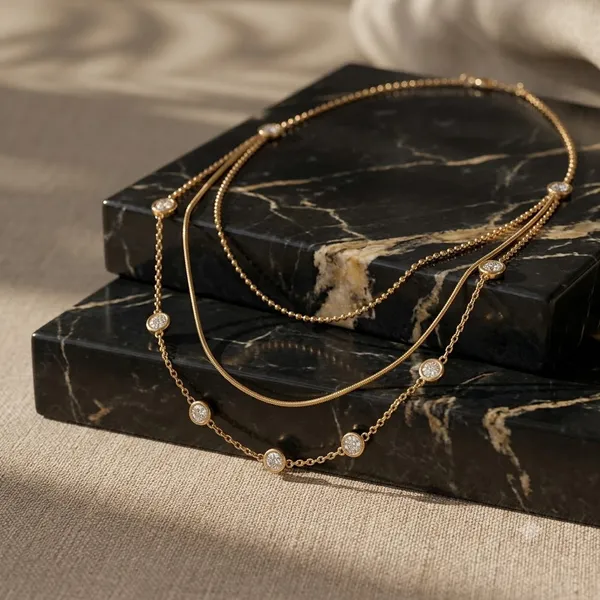 Gold_Stainless_Steel_Layered_Crystal_Charm_Necklace_For_Women