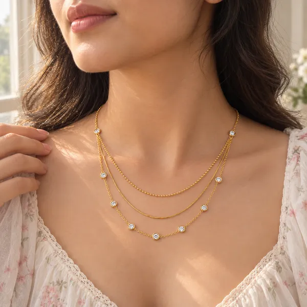Gold_Stainless_Steel_Layered_Crystal_Charm_Necklace_For_Women