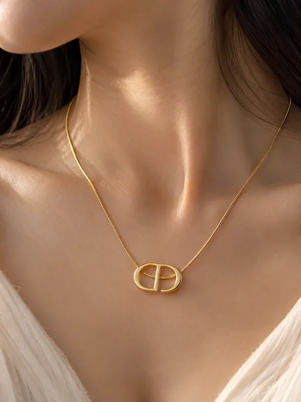 Gold_Stainless_Steel_Monogram_Geometric_Pendant_Necklace_For_Women