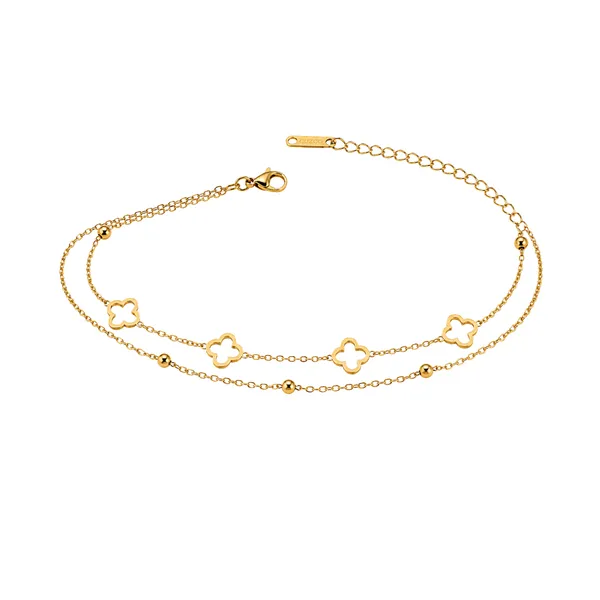 Gold_Stainless_Steel_Dual_Layer_Clover_Bead_Station_Bracelet_For_Women