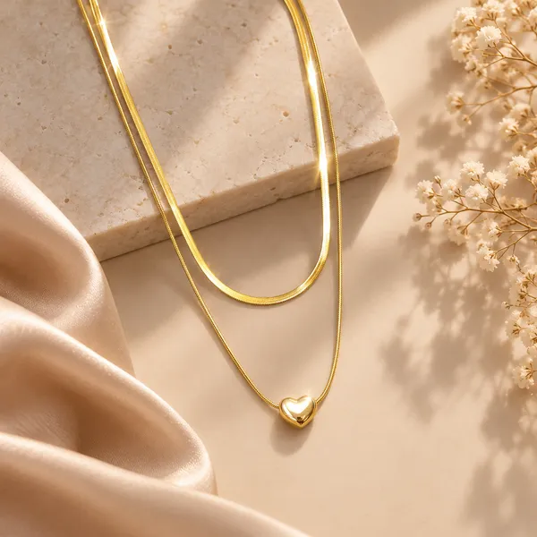 Golden_Heart_Double-Layer_Chain_Necklace
