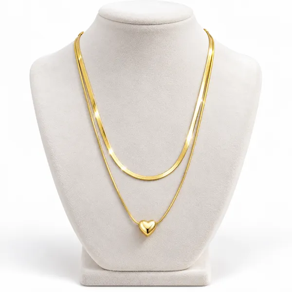 Golden_Heart_Double-Layer_Chain_Necklace