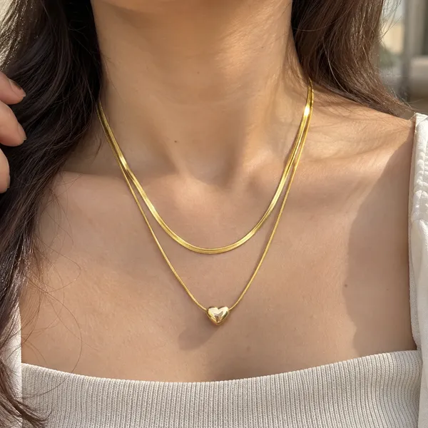 Golden_Heart_Double-Layer_Chain_Necklace
