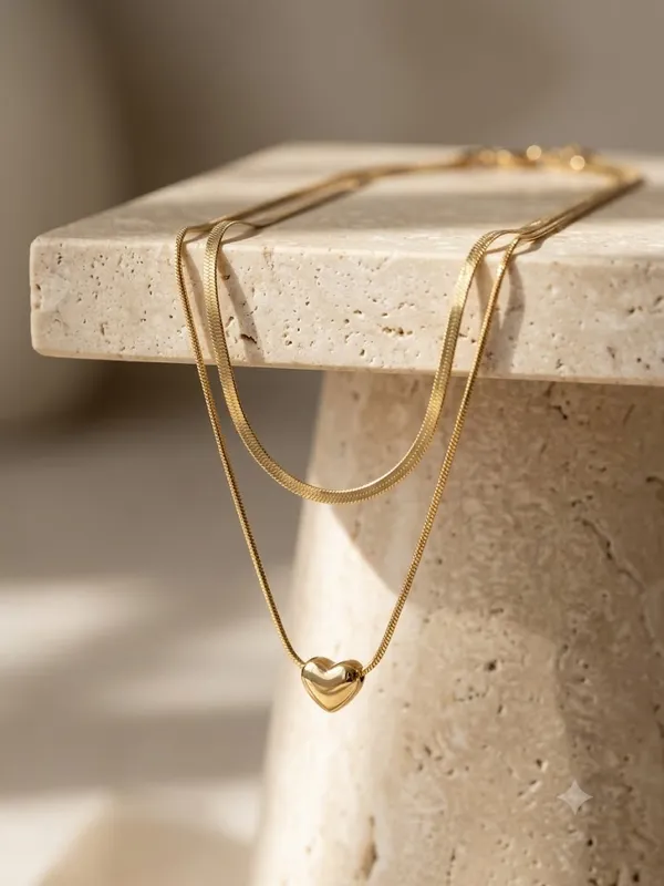 Golden_Heart_Double-Layer_Chain_Necklace