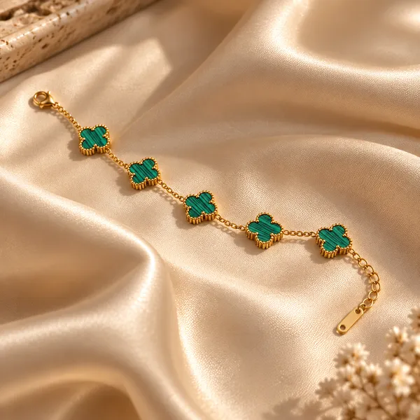Malachite_Clover_Charm_Bracelet