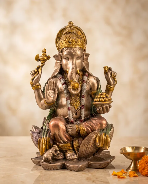 Golden_Brown_Resin_Marble_Dust_Ganesha_Idol_Home