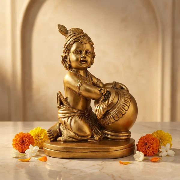 Golden_Resin_Marble_Dust_Krishna_With_Matki_Idol_Home
