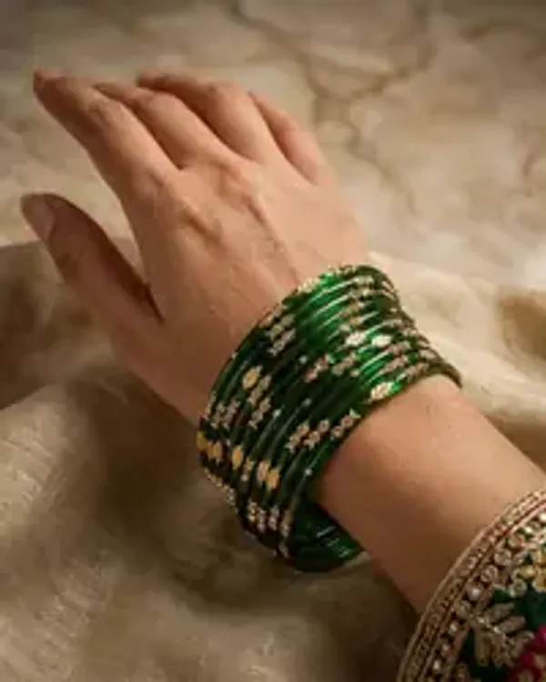 Designer_Green_Glass_Bangles_Set_For_Women_Traditional_Gold_Leaf_Design_Glass_Chooda_Bridal_Wedding_Festive_Ethnic_Wear_Set_Of_24
