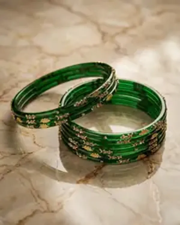 Designer_Green_Glass_Bangles_Set_For_Women_Traditional_Gold_Leaf_Design_Glass_Chooda_Bridal_Wedding_Festive_Ethnic_Wear_Set_Of_24