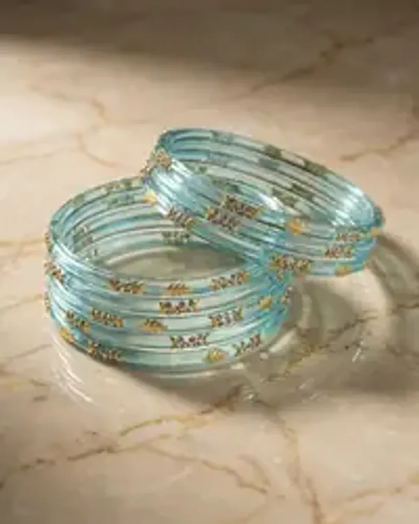 Kripyam_Premium_Aqua_Green_Glass_Bangles_Set_For_Women_Designer_Gold_Leaf_Stone_Work_Glass_Chooda_Bridal_Wedding_Festive_Traditional_Wear_Elegant_Glass_Bangles_Set_Of_24