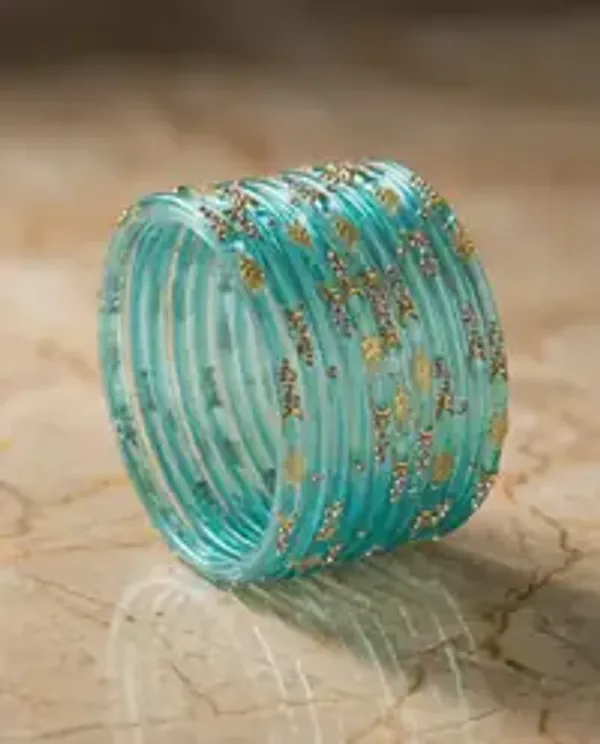 Kripyam_Premium_Aqua_Green_Glass_Bangles_Set_For_Women_Designer_Gold_Leaf_Stone_Work_Glass_Chooda_Bridal_Wedding_Festive_Traditional_Wear_Elegant_Glass_Bangles_Set_Of_24