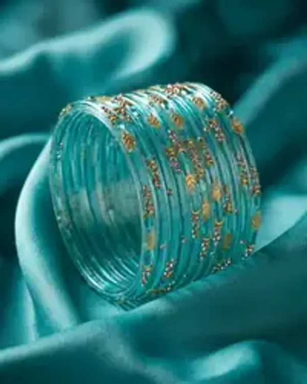 Kripyam_Premium_Aqua_Green_Glass_Bangles_Set_For_Women_Designer_Gold_Leaf_Stone_Work_Glass_Chooda_Bridal_Wedding_Festive_Traditional_Wear_Elegant_Glass_Bangles_Set_Of_24