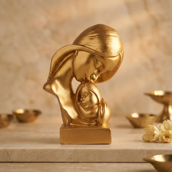 Golden_Resin_Marble_Dust_Mother_And_Child_Figurine_Home