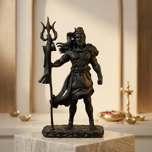 Black_Resin_Marble_Dust_Trident-Holding_Deity_Idol_Home