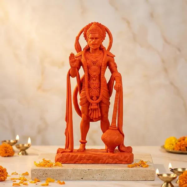 Orange_Resin_Marble_Dust_Hanuman_Idol_Home