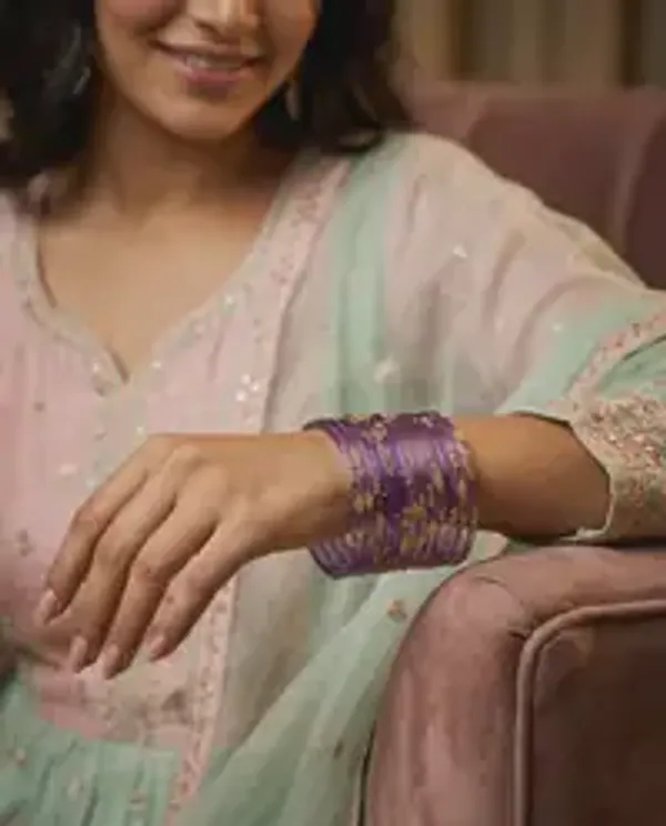 Kripyam_Premium_Lavender_Purple_Glass_Bangles_Set_For_Women_Designer_Gold_Leaf_Stone_Work_Glass_Chooda_Bridal_Wedding_Festive_Traditional_Wear_Elegant_Glass_Bangles_Set_Of_24
