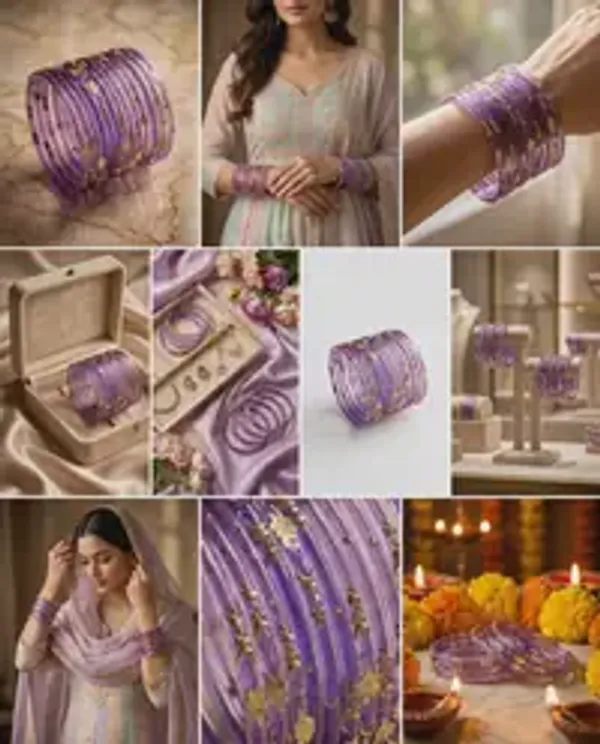Kripyam_Premium_Lavender_Purple_Glass_Bangles_Set_For_Women_Designer_Gold_Leaf_Stone_Work_Glass_Chooda_Bridal_Wedding_Festive_Traditional_Wear_Elegant_Glass_Bangles_Set_Of_24