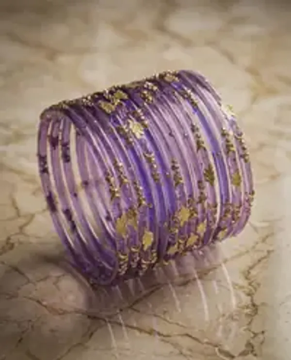 Kripyam_Premium_Lavender_Purple_Glass_Bangles_Set_For_Women_Designer_Gold_Leaf_Stone_Work_Glass_Chooda_Bridal_Wedding_Festive_Traditional_Wear_Elegant_Glass_Bangles_Set_Of_24