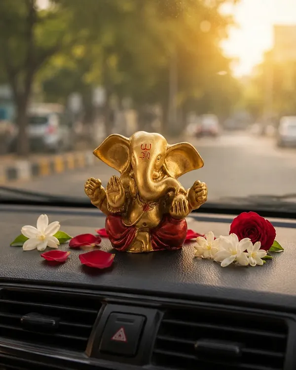 Golden_And_Red_Resin_Marble_Dust_Ganesha_Idol_Home