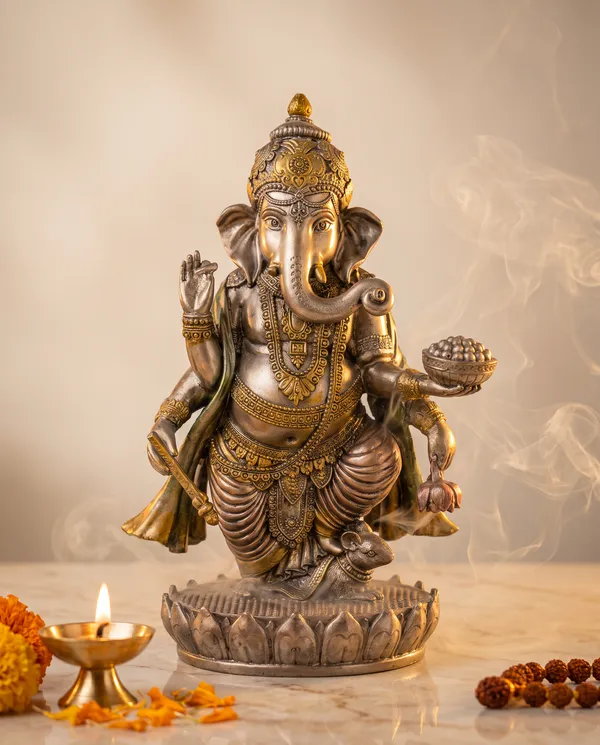 Golden_Resin_Marble_Dust_Ganesha_Idol_Home