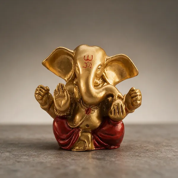 Golden_And_Red_Resin_Marble_Dust_Ganesha_Idol_Home