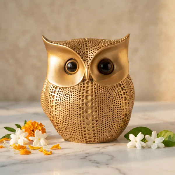 Golden_Resin_Marble_Dust_Owl_Figurine_Home