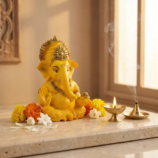 Yellow_And_Golden_Resin_Marble_Dust_Ganesha_Idol_Home_(Special_Color_for_Pooja)