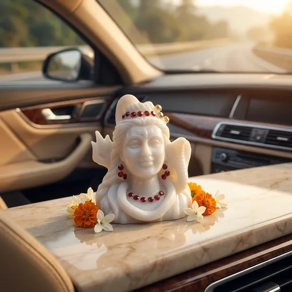 White_And_Brown_Resin_Marble_Dust_Shiva_Idol_Home