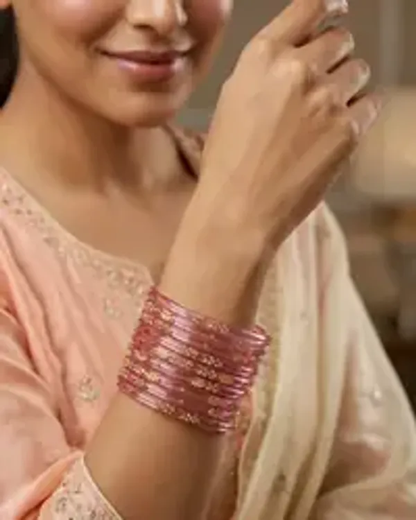 Kripyam_Premium_Blush_Pink_Glass_Bangles_For_Women_Designer_Gold_Leaf_Stone_Work_Glass_Chudi_Bridal_Wedding_Festive_Traditional_Wear