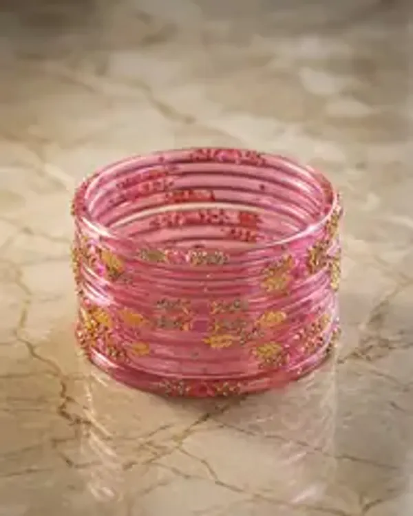 Kripyam_Premium_Blush_Pink_Glass_Bangles_For_Women_Designer_Gold_Leaf_Stone_Work_Glass_Chudi_Bridal_Wedding_Festive_Traditional_Wear