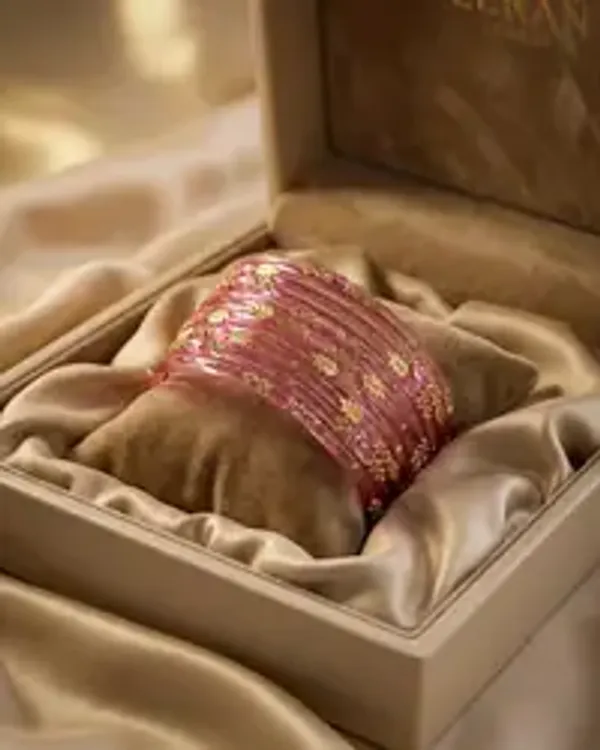 Kripyam_Premium_Blush_Pink_Glass_Bangles_For_Women_Designer_Gold_Leaf_Stone_Work_Glass_Chudi_Bridal_Wedding_Festive_Traditional_Wear