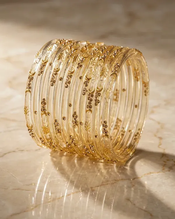 Kripyam_Premium_Crystal_Gold_Glass_Bangles_Set_For_Women_Designer_Transparent_Glass_Chudi_With_Gold_Leaf_Stone_Work_Bridal_Wedding_Festive_Traditional_Wear