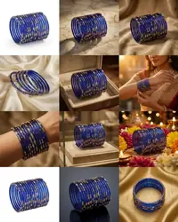 Kripyam_Premium_Royal_Blue_Glass_Bangles_Set_For_Women_Designer_Gold_Leaf_Stone_Work_Glass_Chudi_Bridal_Wedding_Festive_Traditional_Wear_Elegant_Glass_Bangles