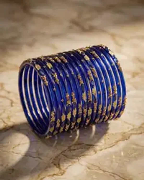 Kripyam_Premium_Royal_Blue_Glass_Bangles_Set_For_Women_Designer_Gold_Leaf_Stone_Work_Glass_Chudi_Bridal_Wedding_Festive_Traditional_Wear_Elegant_Glass_Bangles