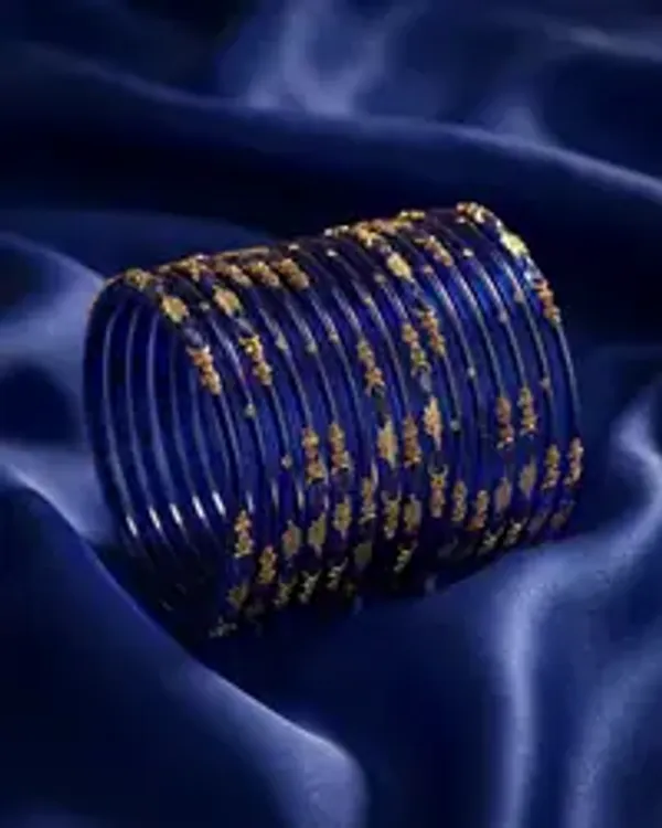 Kripyam_Premium_Royal_Blue_Glass_Bangles_Set_For_Women_Designer_Gold_Leaf_Stone_Work_Glass_Chudi_Bridal_Wedding_Festive_Traditional_Wear_Elegant_Glass_Bangles