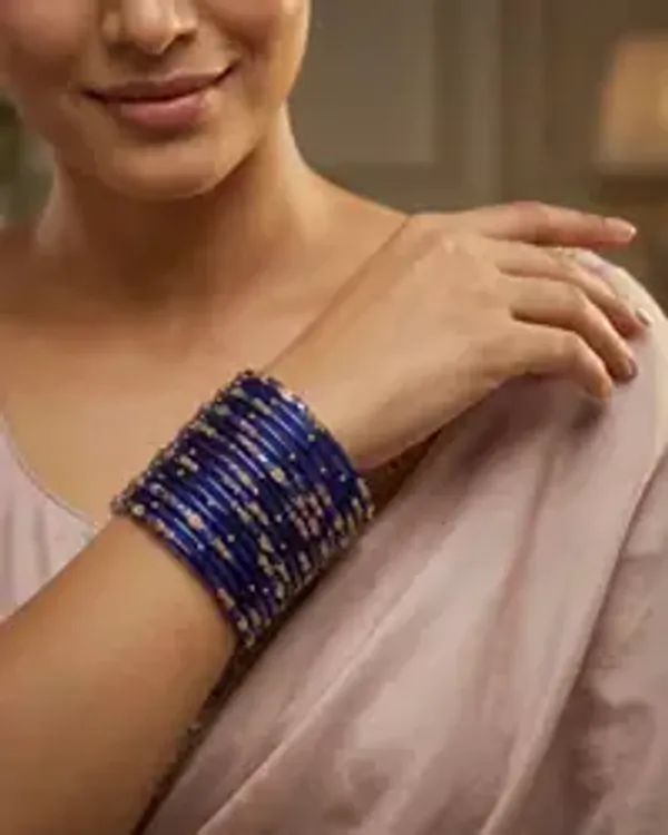 Kripyam_Premium_Royal_Blue_Glass_Bangles_Set_For_Women_Designer_Gold_Leaf_Stone_Work_Glass_Chudi_Bridal_Wedding_Festive_Traditional_Wear_Elegant_Glass_Bangles