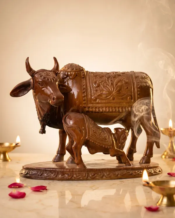 Premium_Kamdhenu_Gaumata_With_Calf_Idol_Sacred_Cow_Calf_Murti_For_Home_Temple_Office_Spiritual_Decor