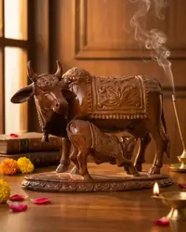 Premium_Kamdhenu_Gaumata_With_Calf_Idol_Sacred_Cow_Calf_Murti_For_Home_Temple_Office_Spiritual_Decor