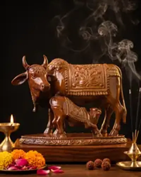 Premium_Kamdhenu_Gaumata_With_Calf_Idol_Sacred_Cow_Calf_Murti_For_Home_Temple_Office_Spiritual_Decor