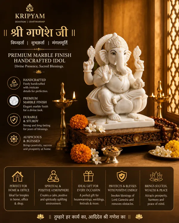 White_Resin_Marble_Dust_Ganesha_Idol_Home